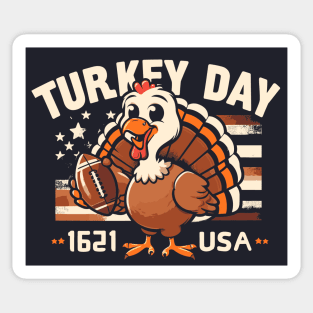 Turkey Day Thanksgiving Turkey Holding Football Sticker